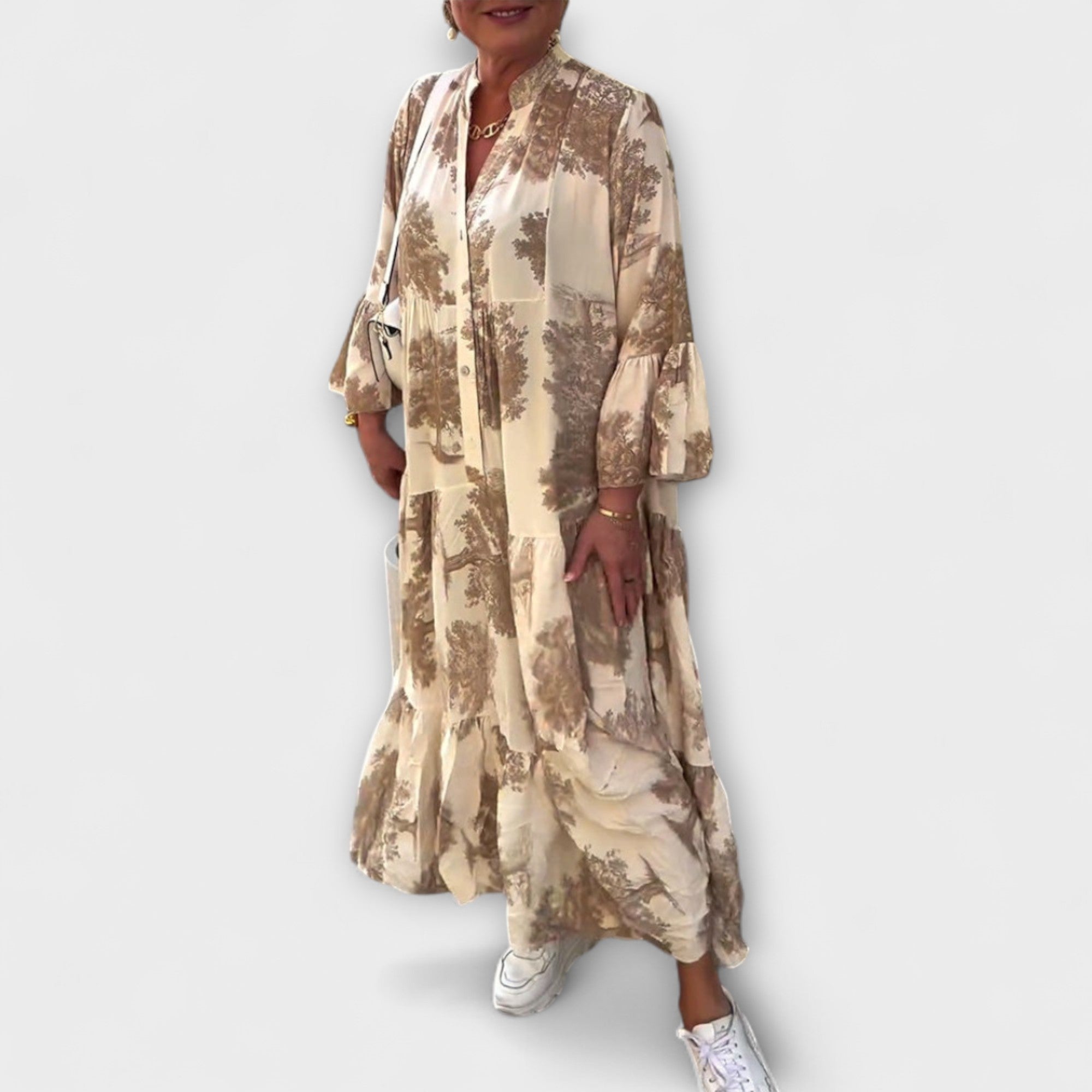 Nerina - Elegant Blomstrete Maxi Kjole