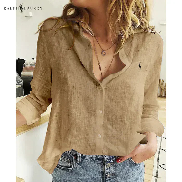 R. Lauren Lin Button-Up Skjorte