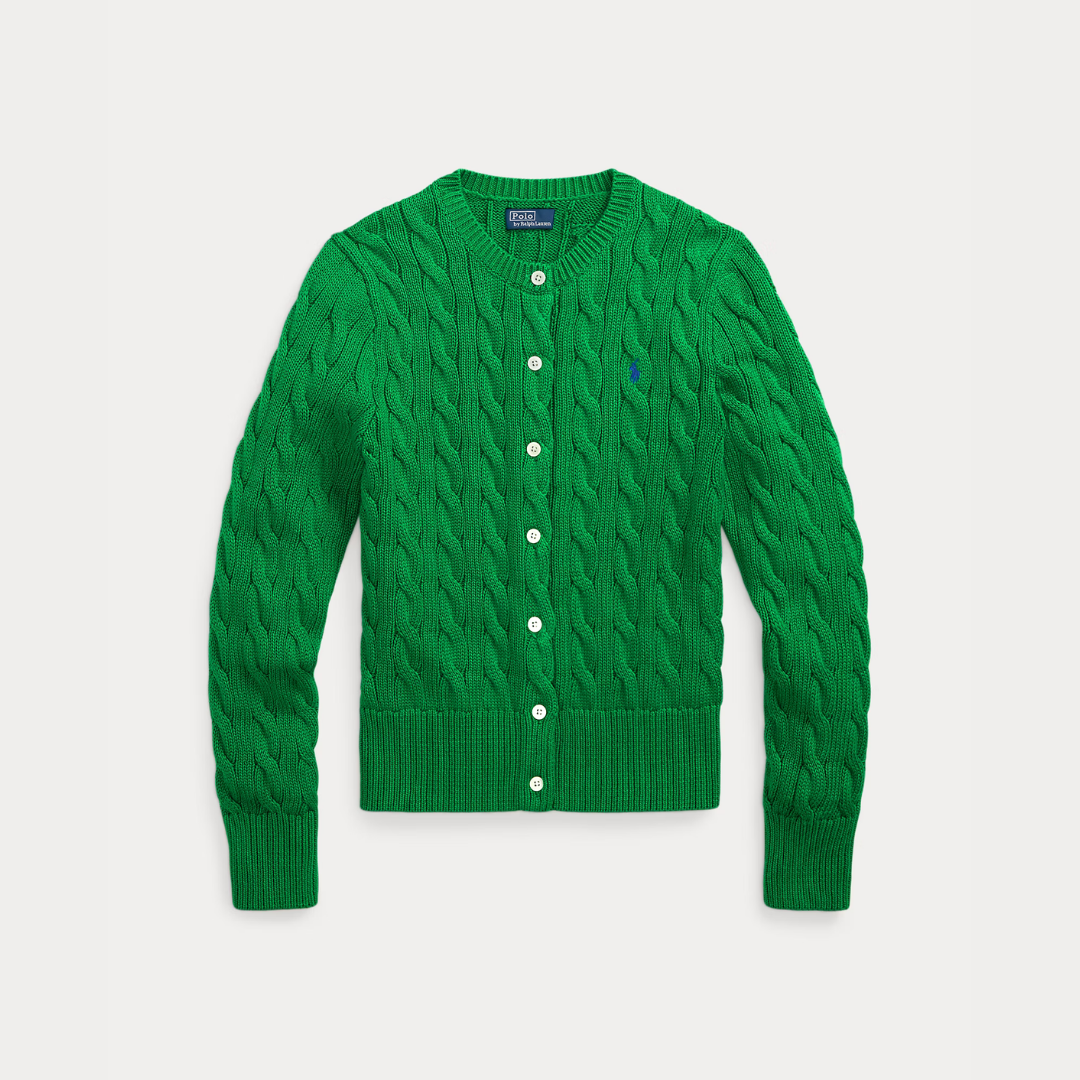 Flette-mønster bomulls-cardigan med rund hals