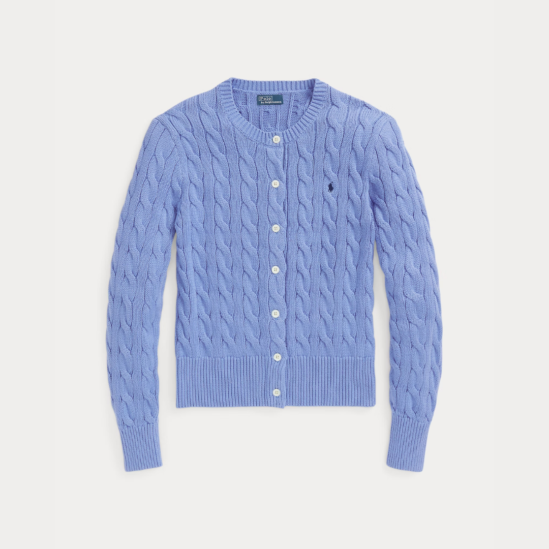 Flette-mønster bomulls-cardigan med rund hals