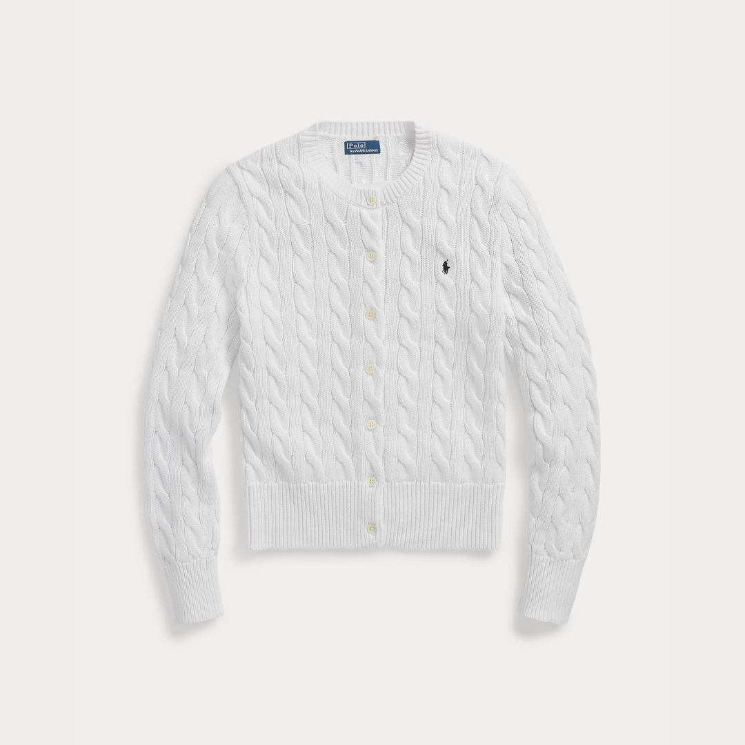 Flette-mønster bomulls-cardigan med rund hals