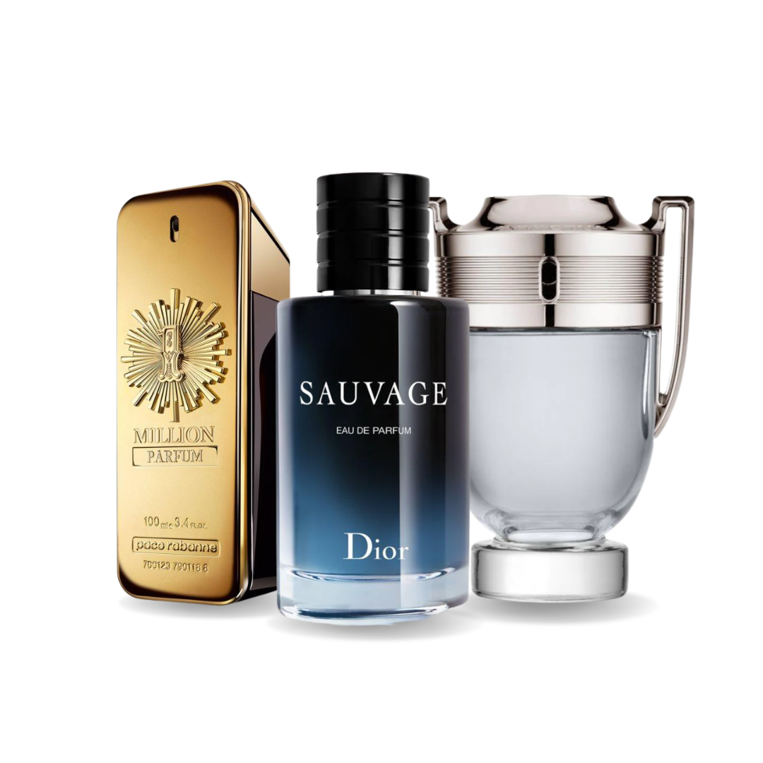 Kombinasjon av 3 dufter - 1 Million Parfum fra Paco Rabanne, Sauvage fra Dior og Invictus fra Paco Rabanne [100 ml hver]