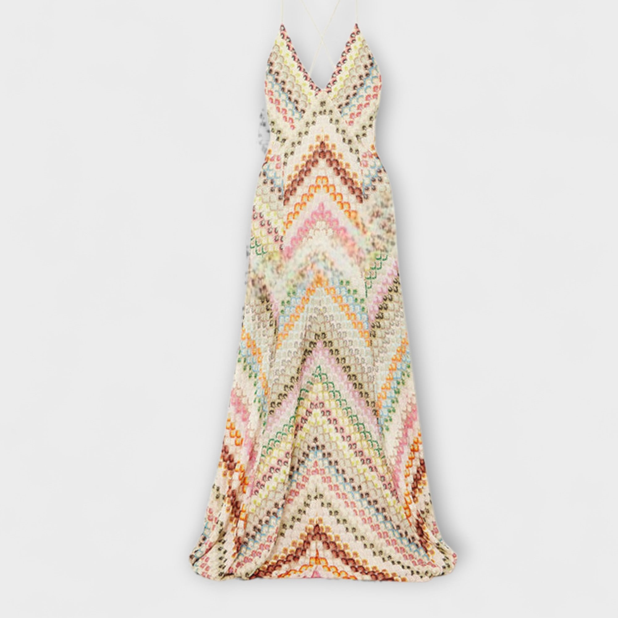 Remi - Missoni Fargerik Houndstooth Mønster Maxi Kjole