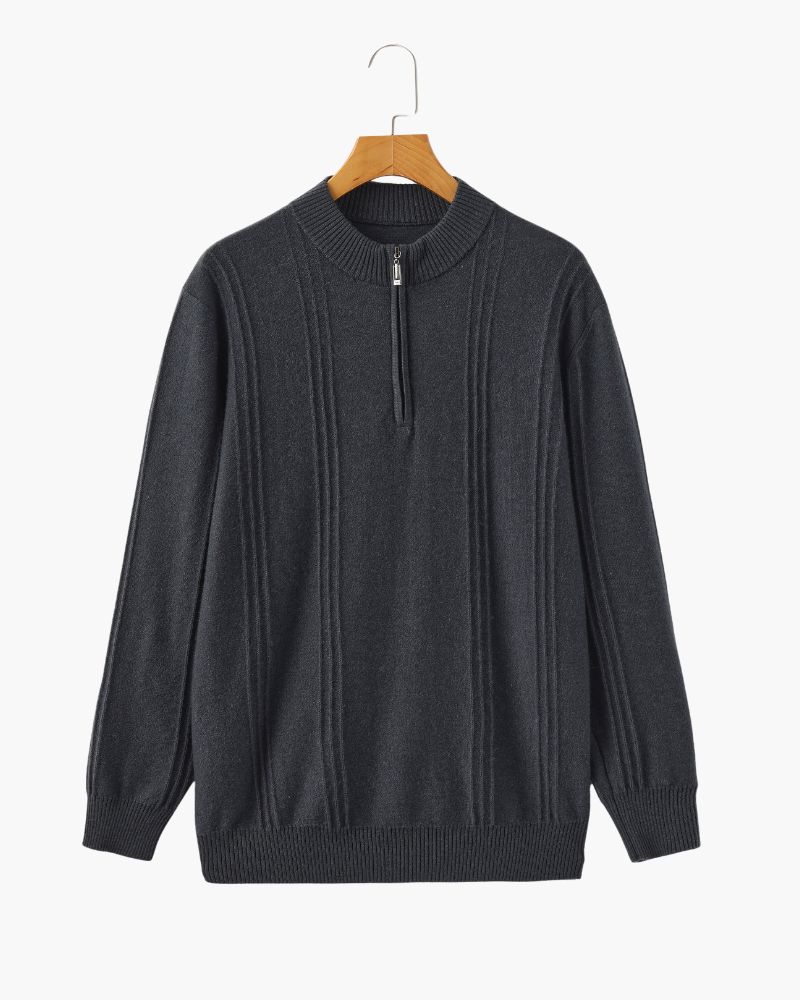 100% Cashmere Ribbet Halv Glidelås
