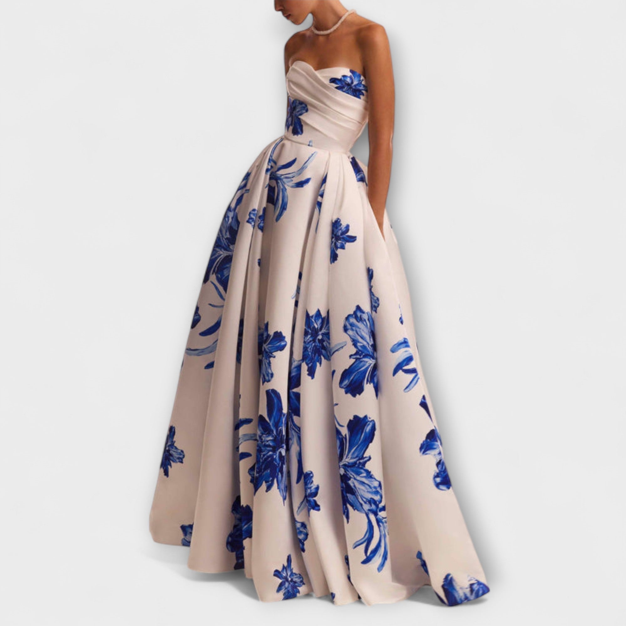Rosalie - Stilig Off-Shoulder Blomster Maxi Kjole