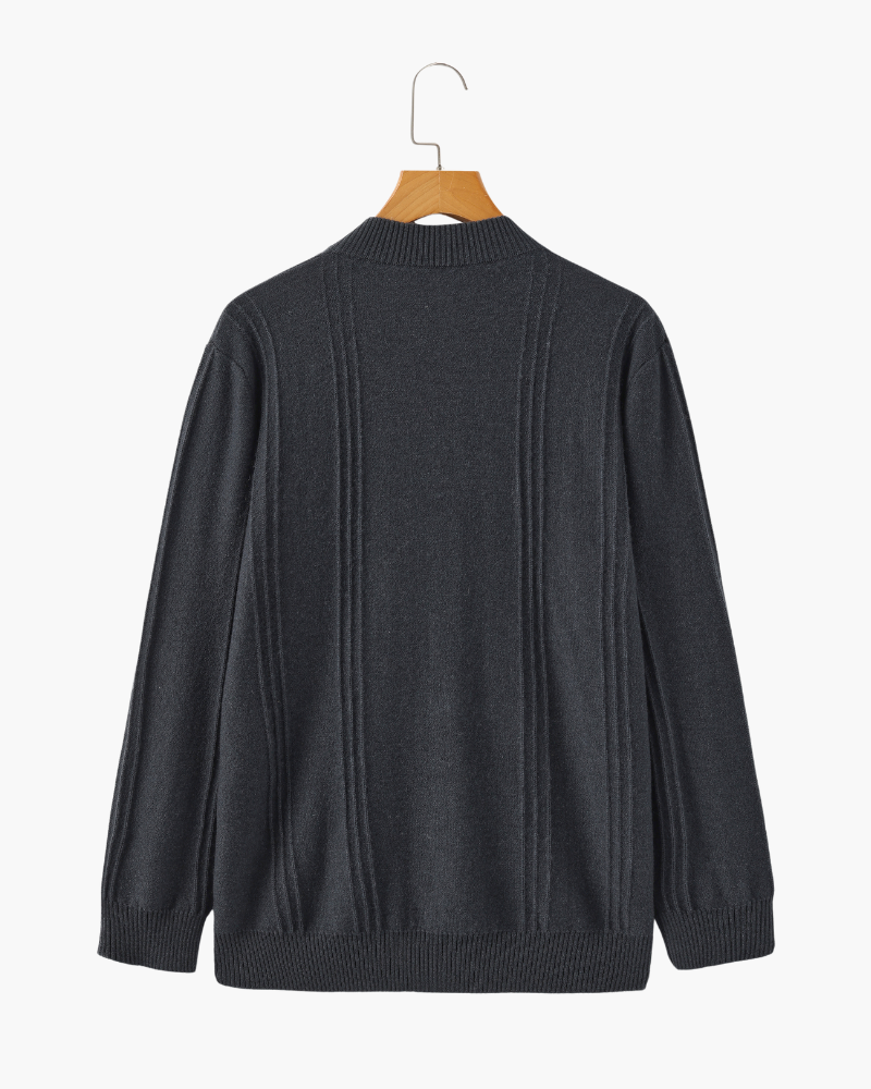 100% Cashmere Ribbet Halv Glidelås