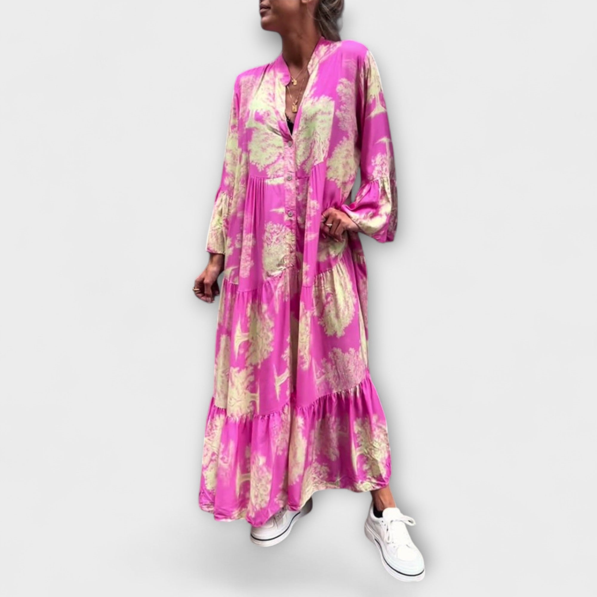 Nerina - Elegant Blomstrete Maxi Kjole