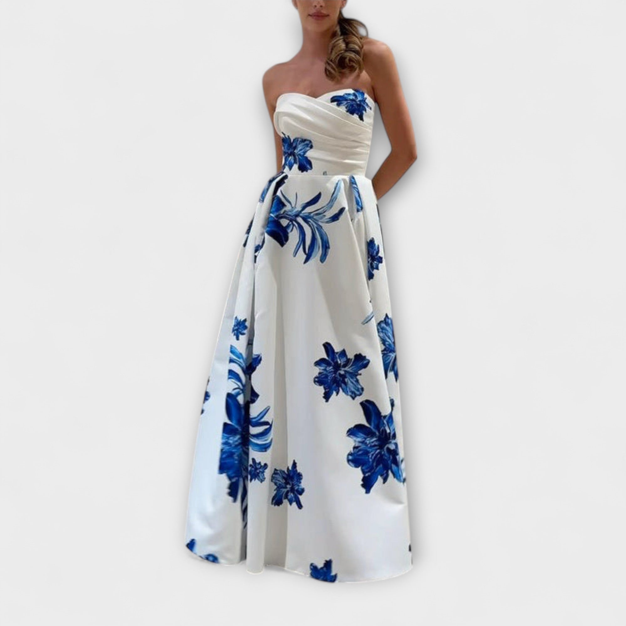 Rosalie - Stilig Off-Shoulder Blomster Maxi Kjole
