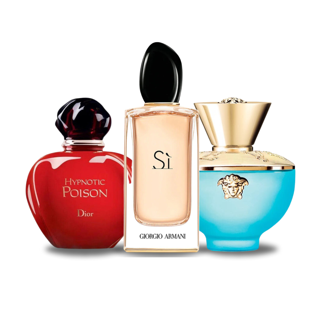 Kombinasjon av 3 dufter - Hypnotic Poison fra Dior, Si fra Giorgio Armani og Dylan Turquoise fra Versace [100 ml hver]