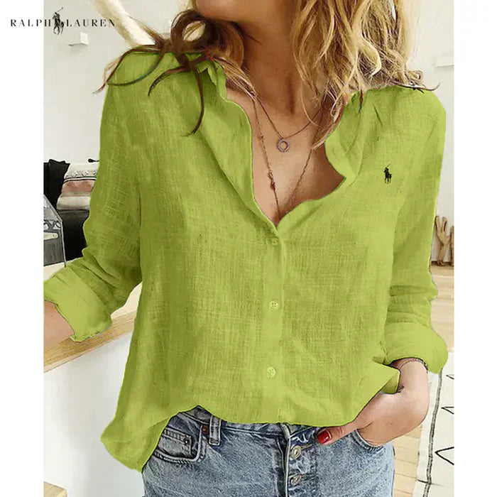 R. Lauren Lin Button-Up Skjorte