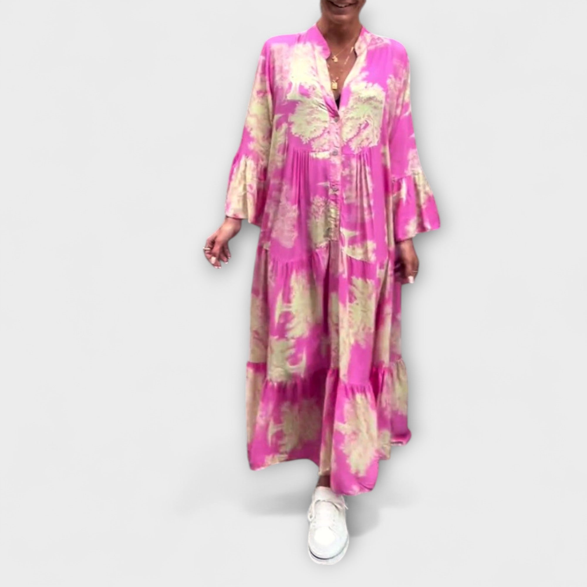 Nerina - Elegant Blomstrete Maxi Kjole