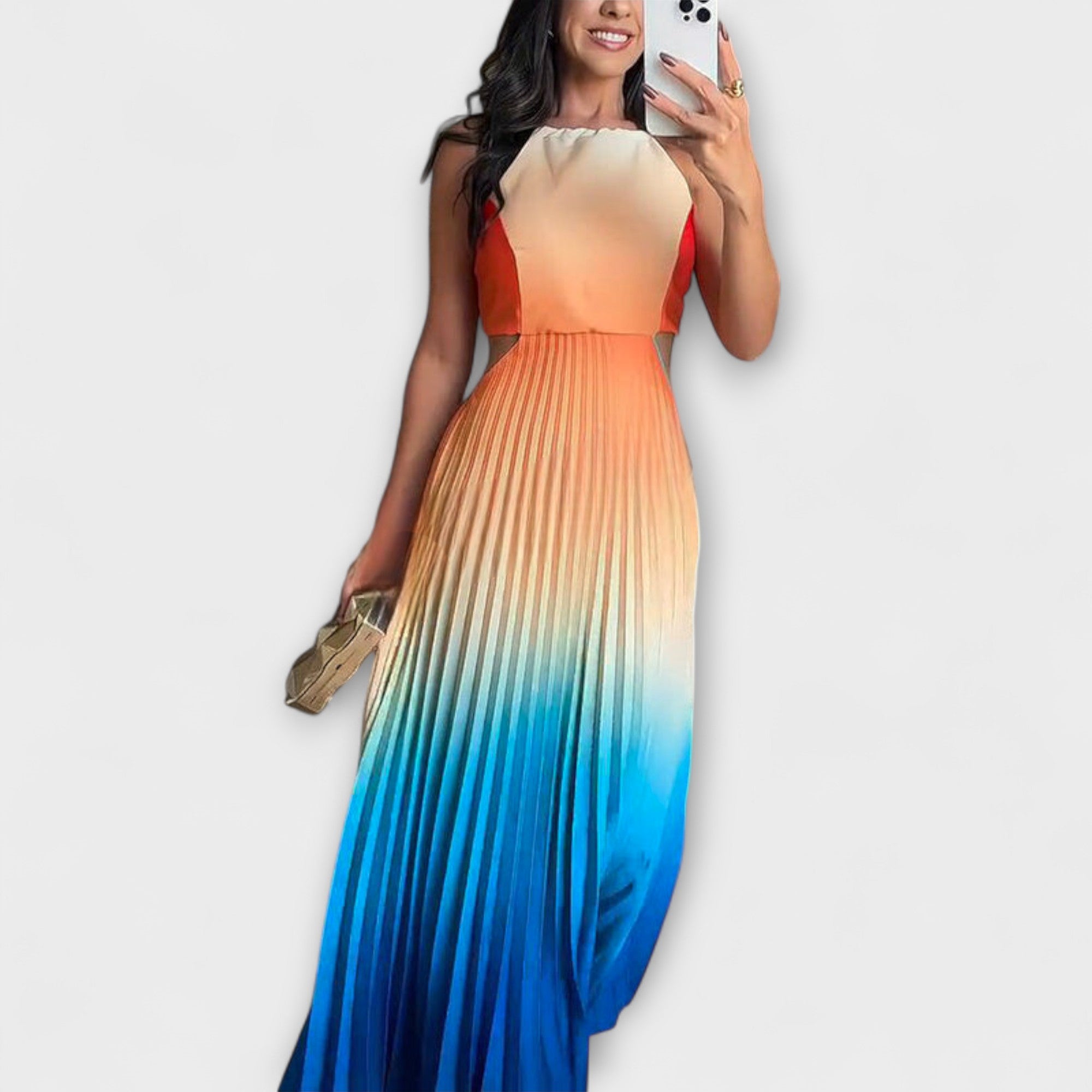 Haven - Stilig Ryggløs Tie-Dye Maxi Kjole