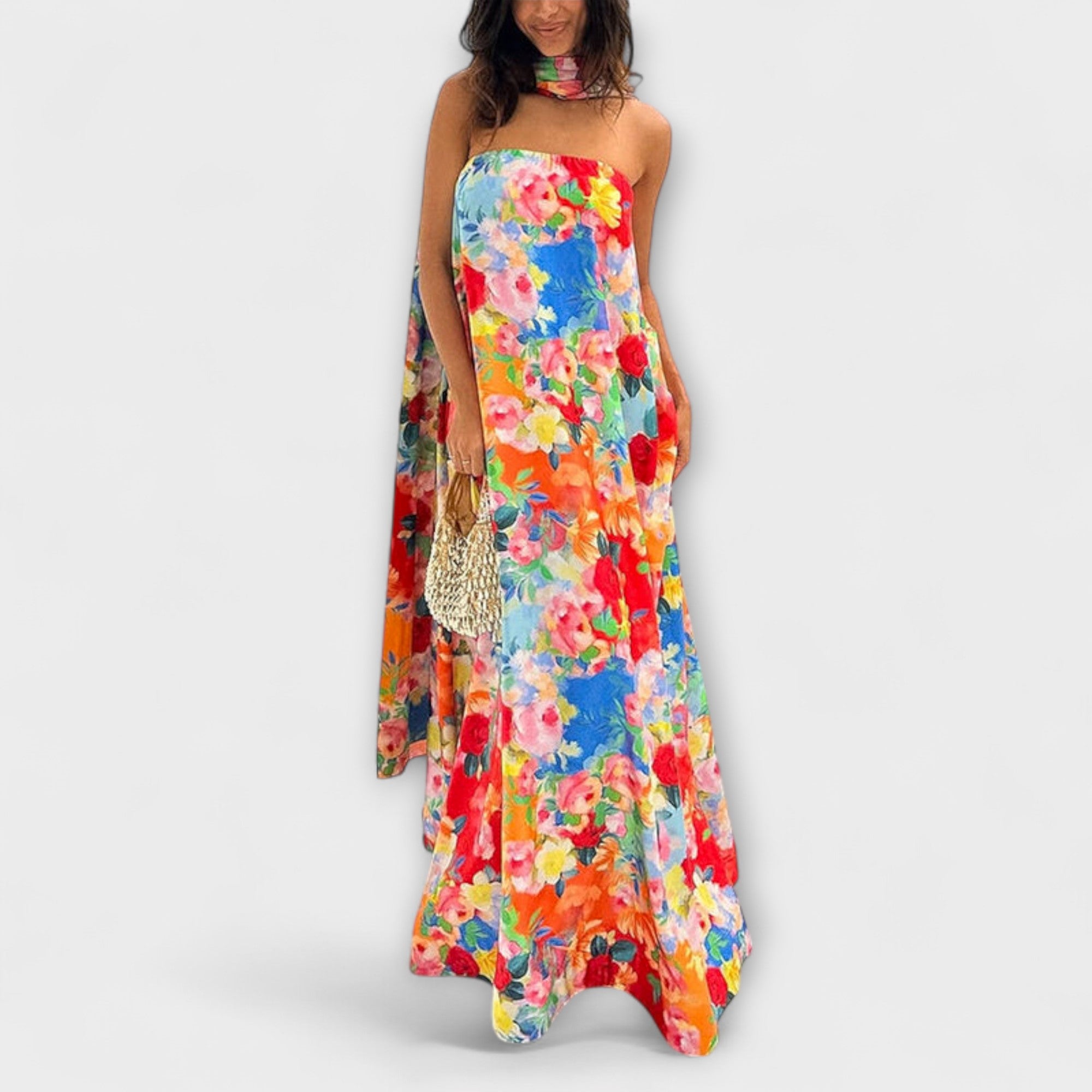 Harlow - Off-Shoulder Blomstrete Maxi Kjole