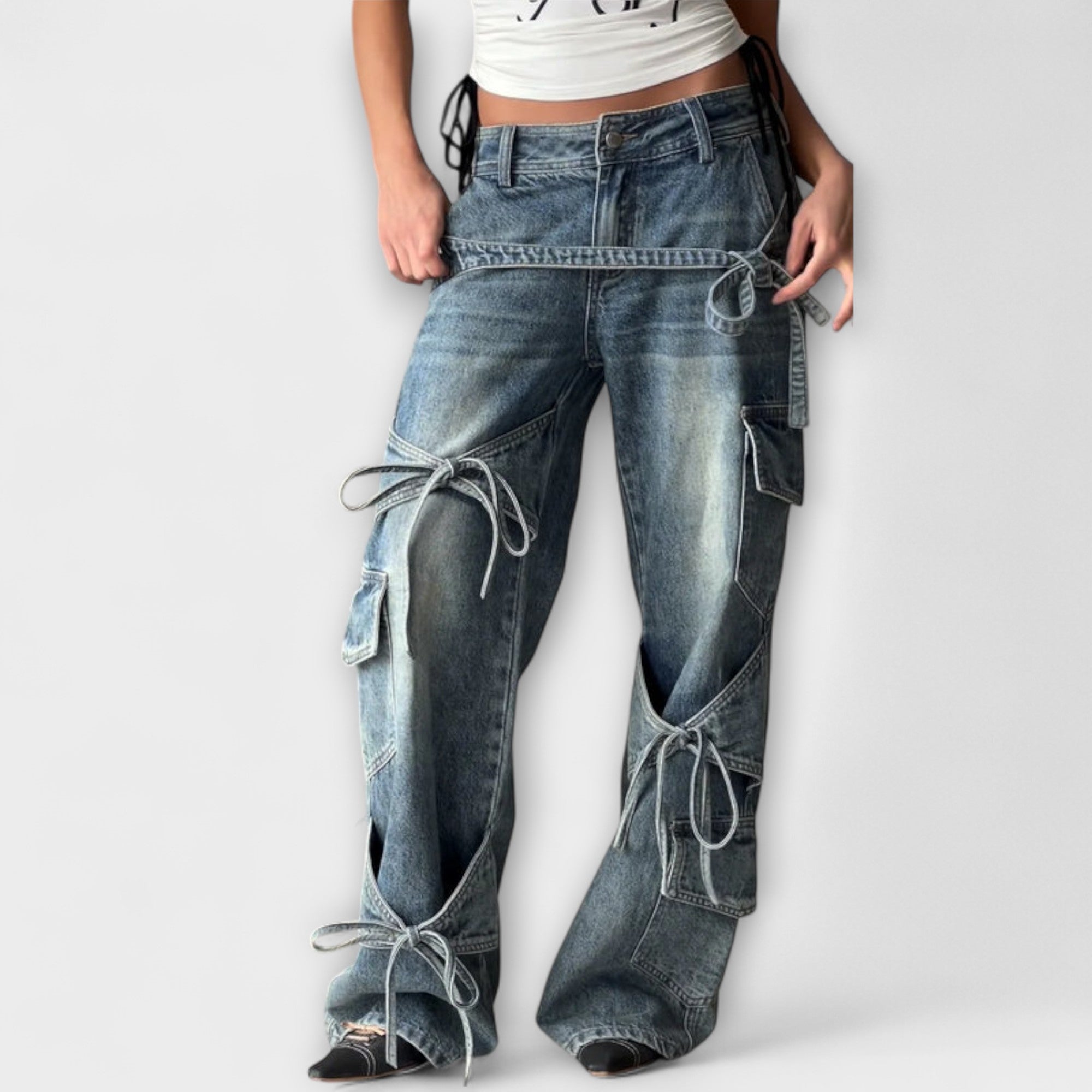 Paloma - Nyttige Denim Jeans med Knut Detalj