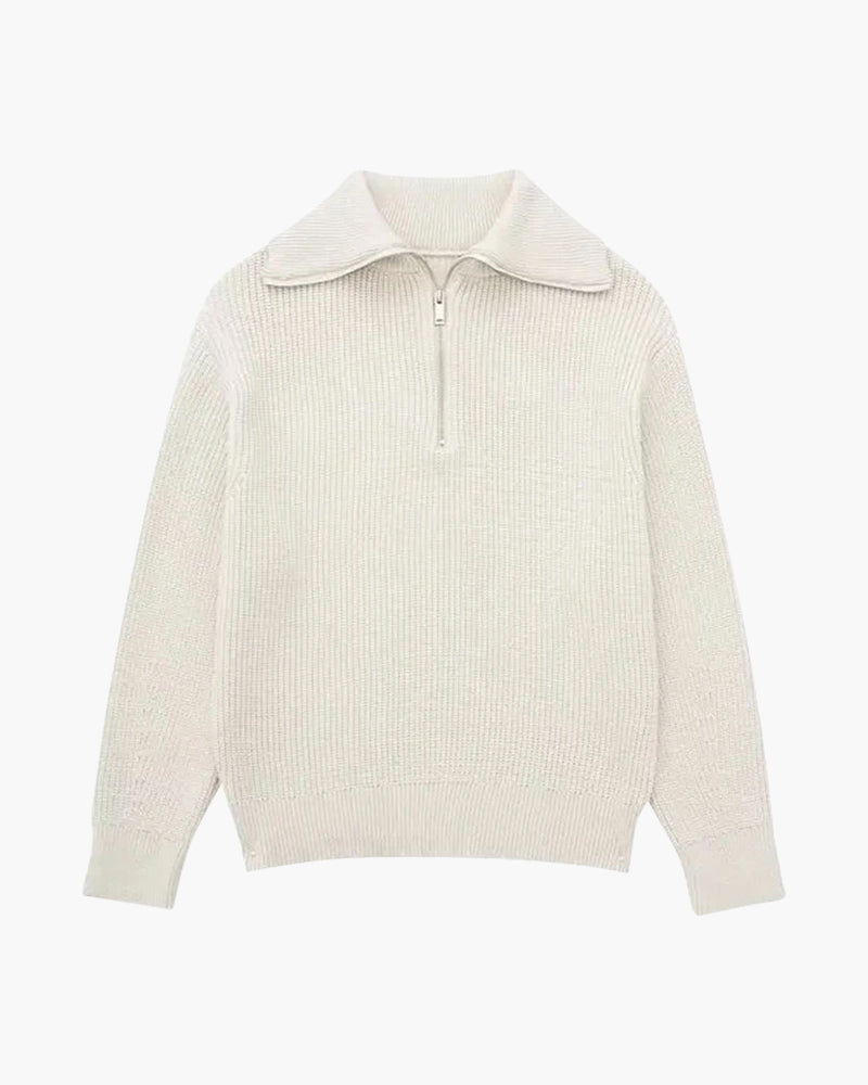 Stripete Zip-Up Genser