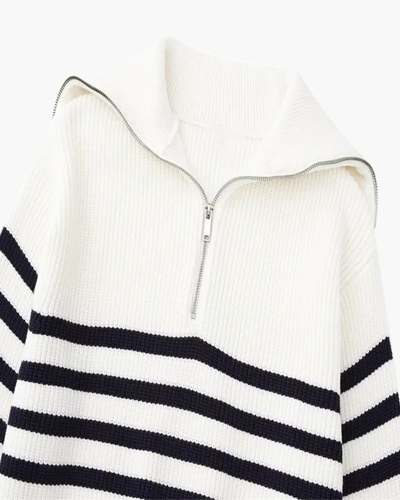 Stripete Zip-Up Genser