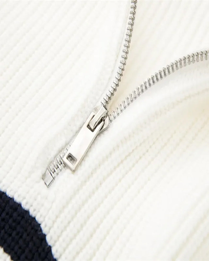 Stripete Zip-Up Genser