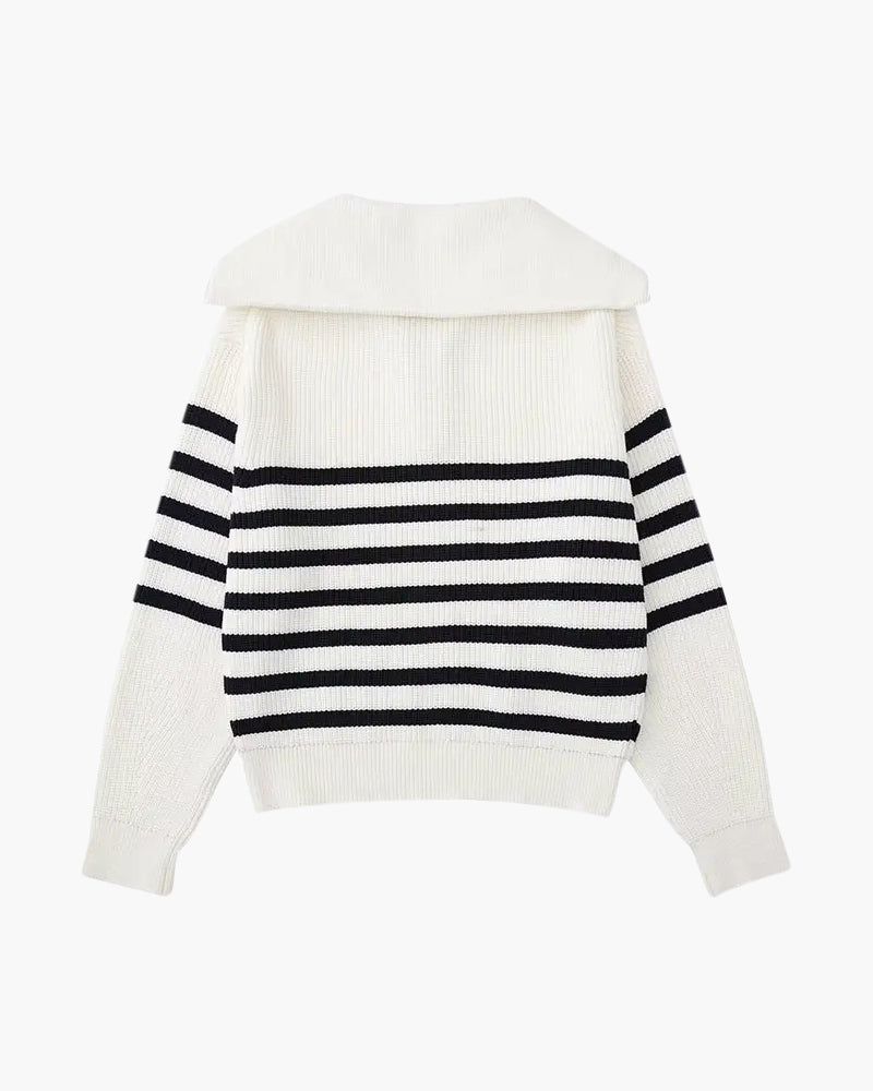 Stripete Zip-Up Genser