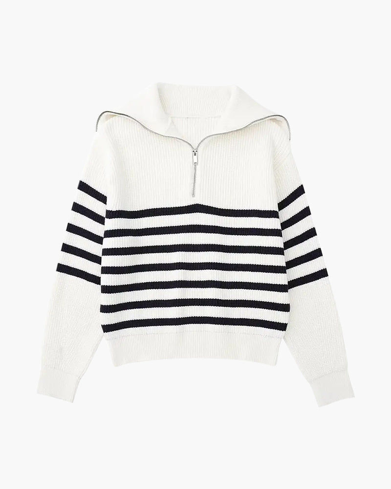 Stripete Zip-Up Genser