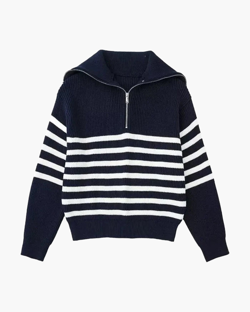 Stripete Zip-Up Genser