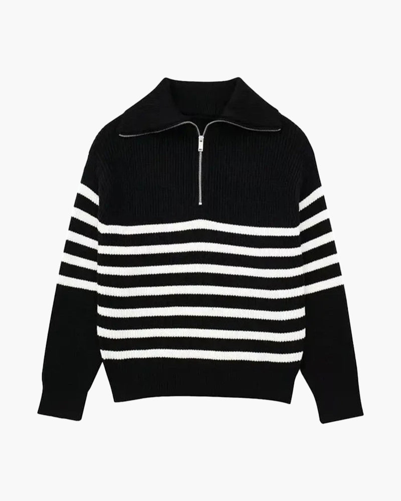 Stripete Zip-Up Genser