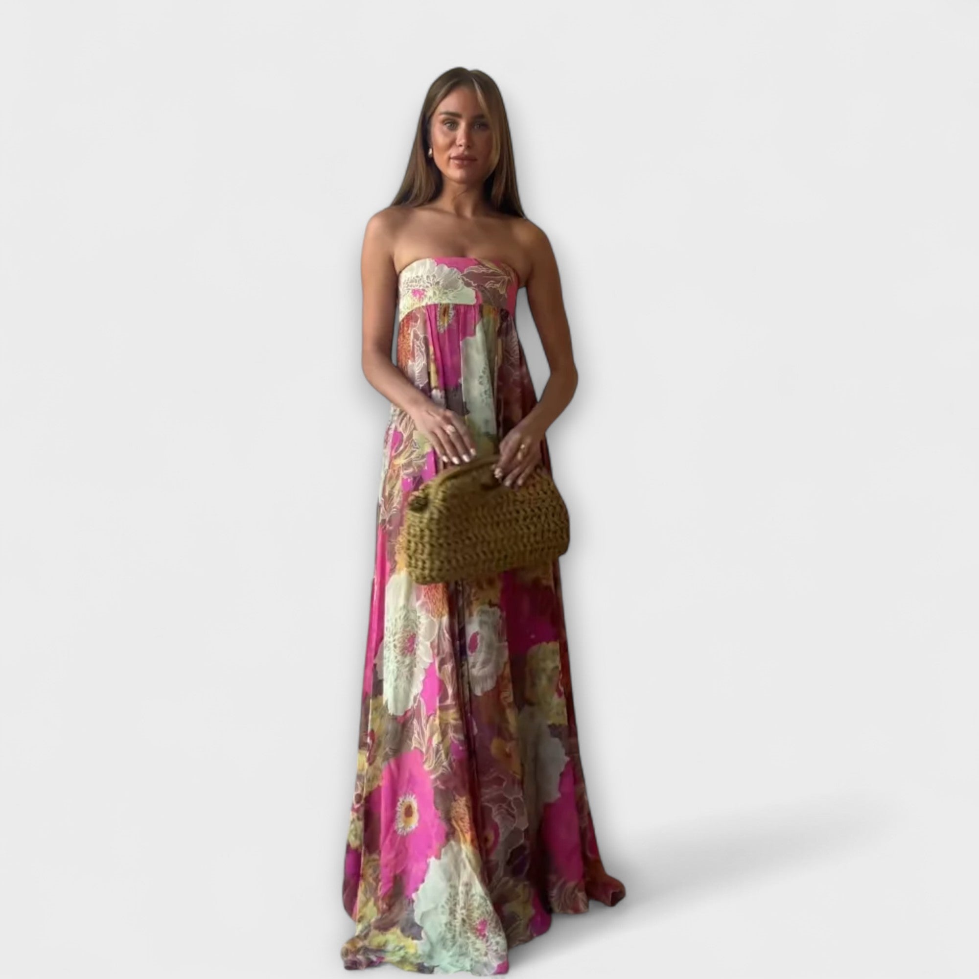 Chic Retro Uten Stropper Plisserte Maxi Kjole