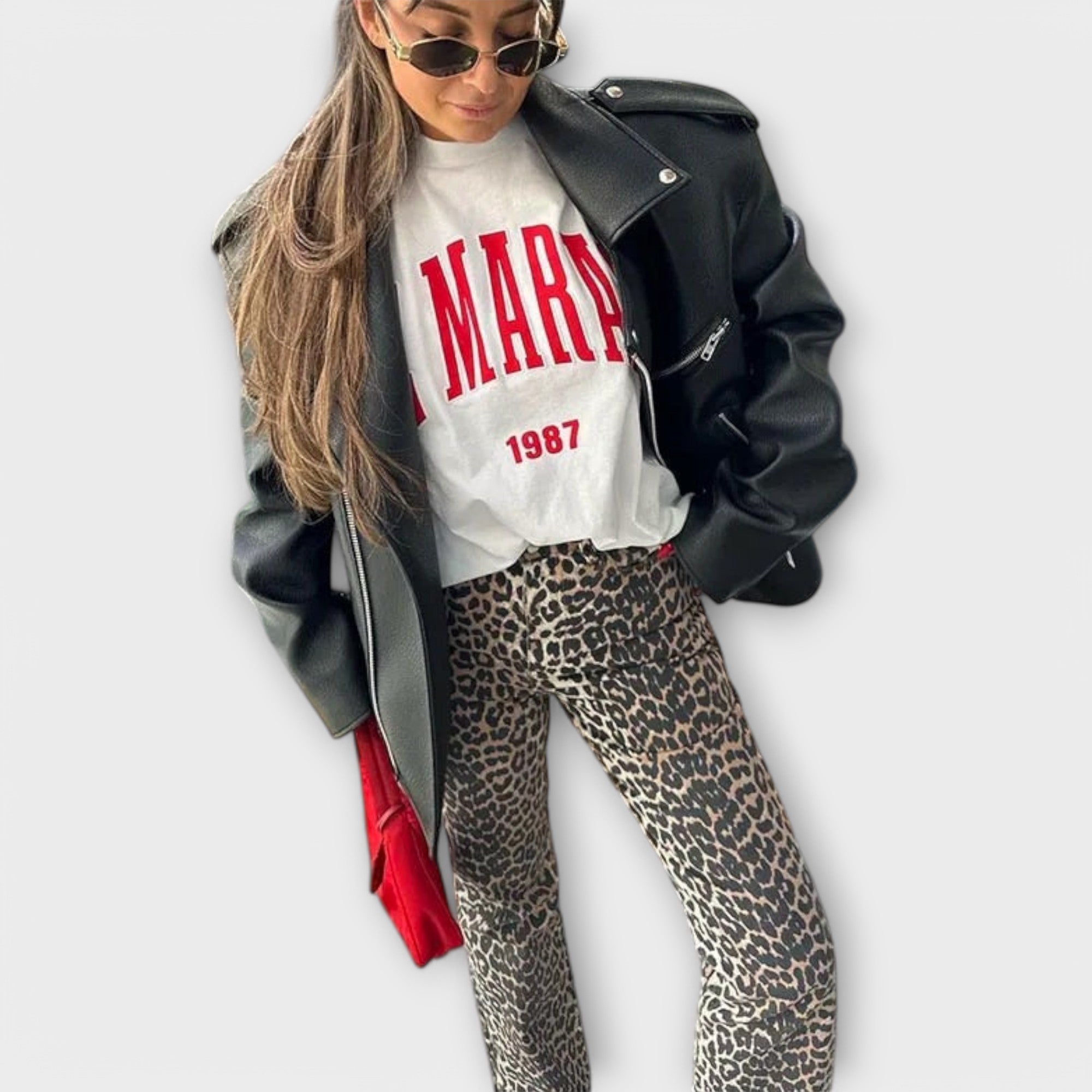 Chandra - Vintage Jeans med Leopardmønster