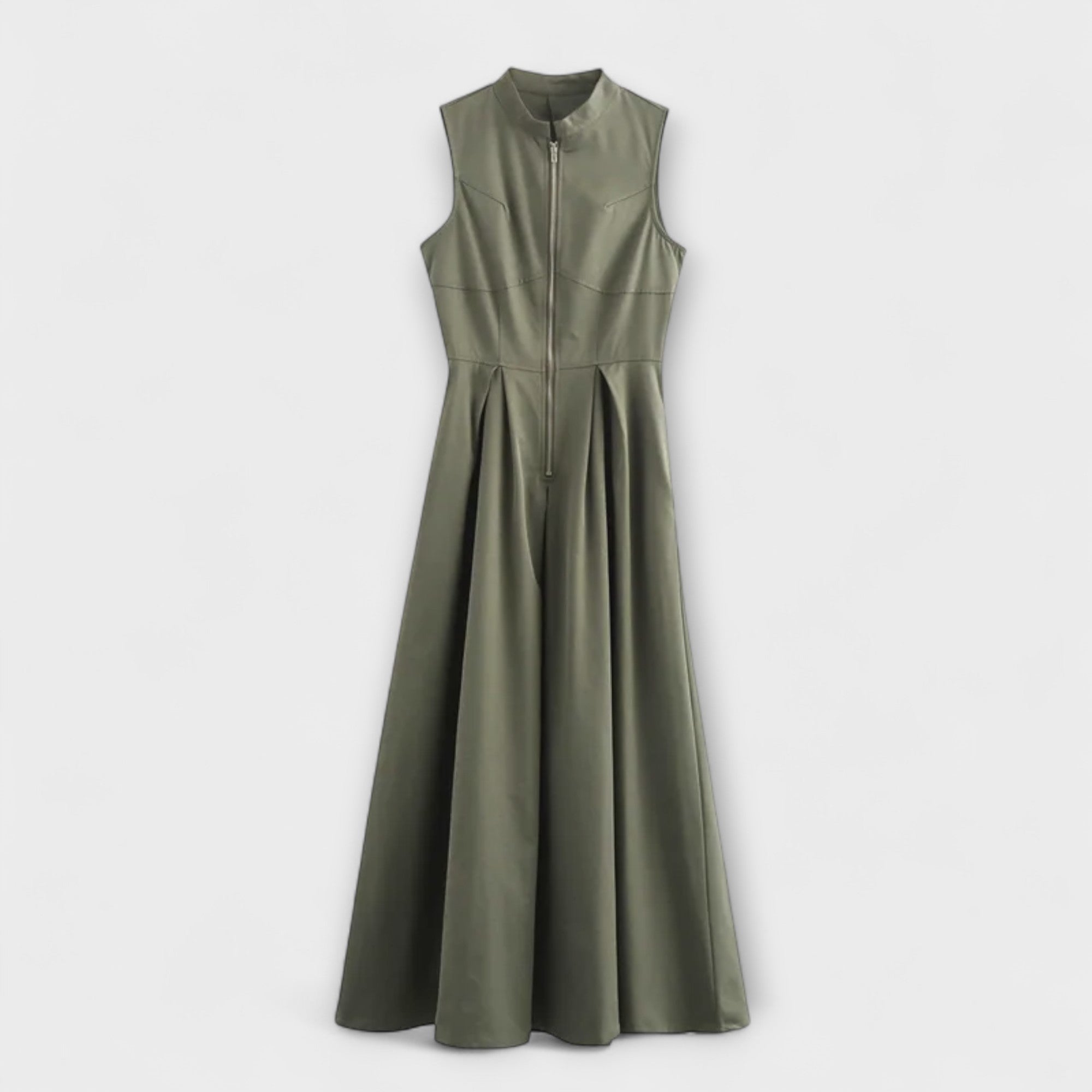 Ermeløs Plisserte Bodycon Midi Kjole