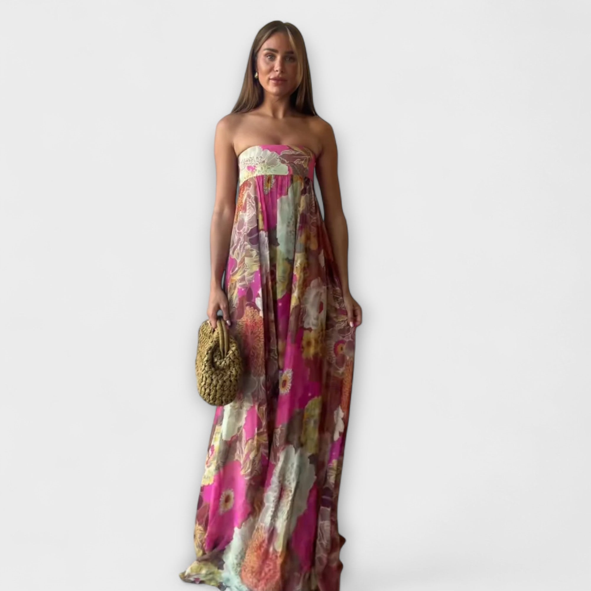 Chic Retro Uten Stropper Plisserte Maxi Kjole