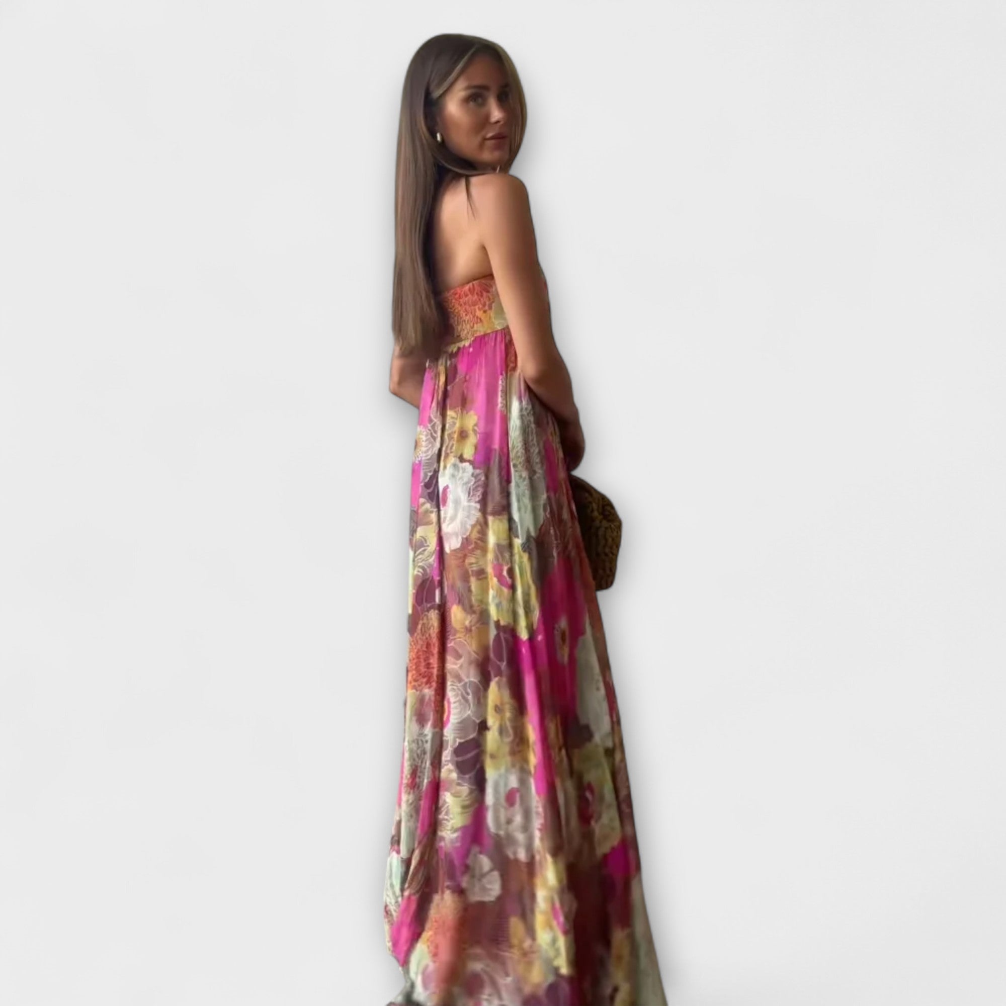 Chic Retro Uten Stropper Plisserte Maxi Kjole