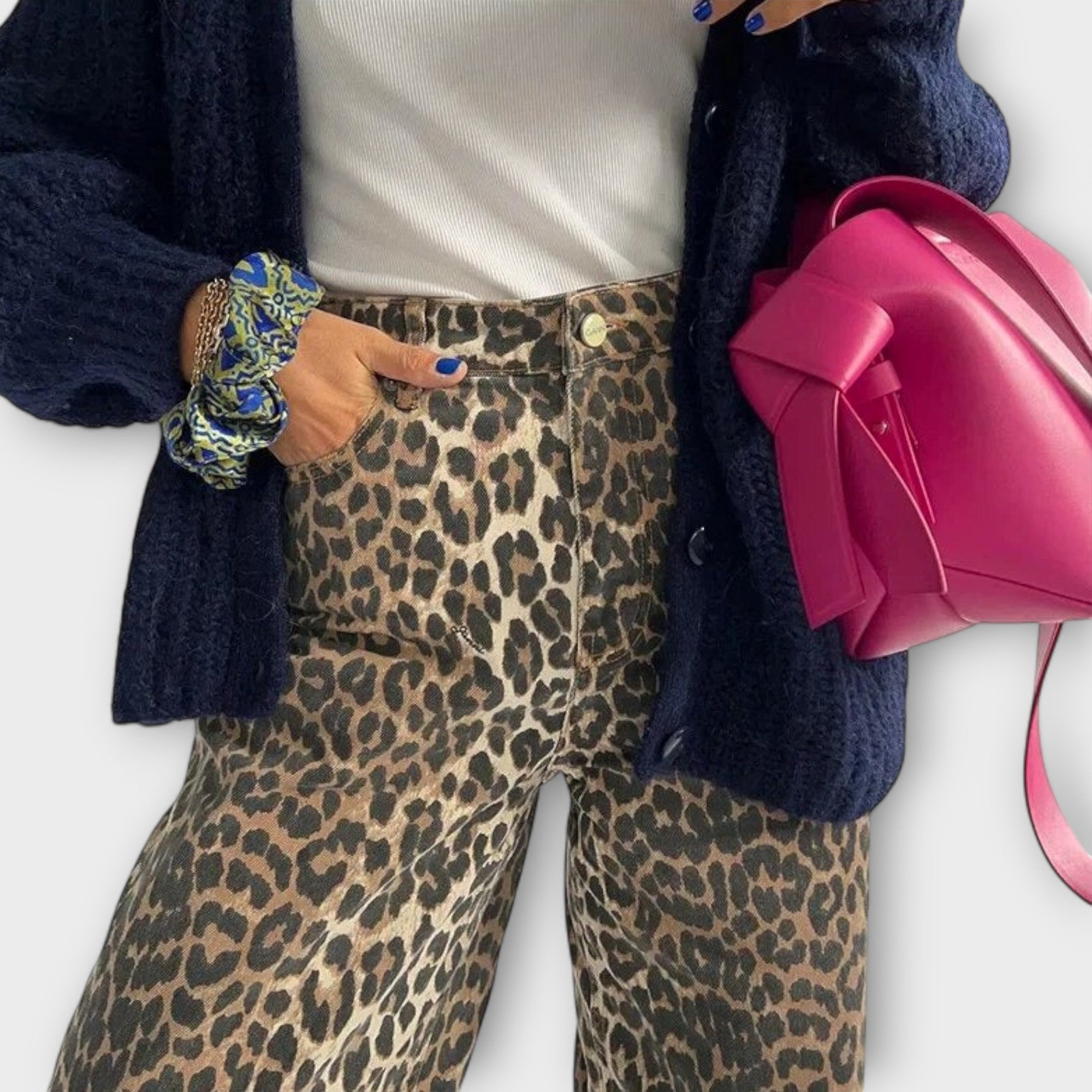 Chandra - Vintage Jeans med Leopardmønster