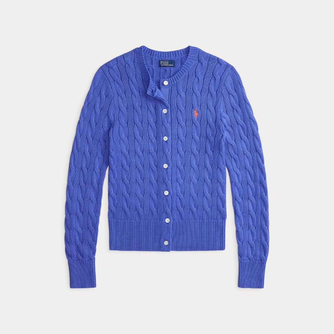 Flette-mønster bomulls-cardigan med rund hals