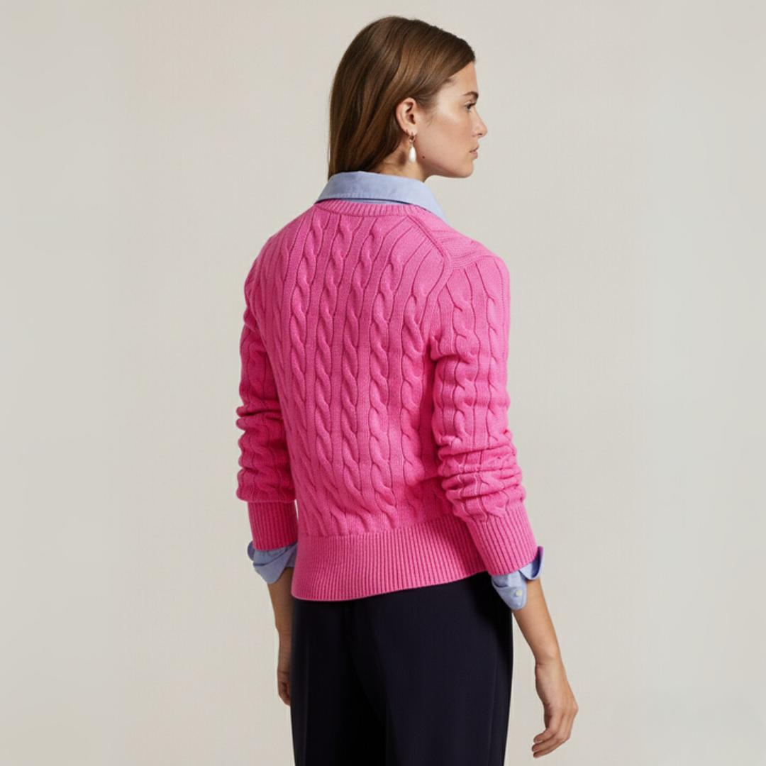 Flette-mønster bomulls-cardigan med rund hals