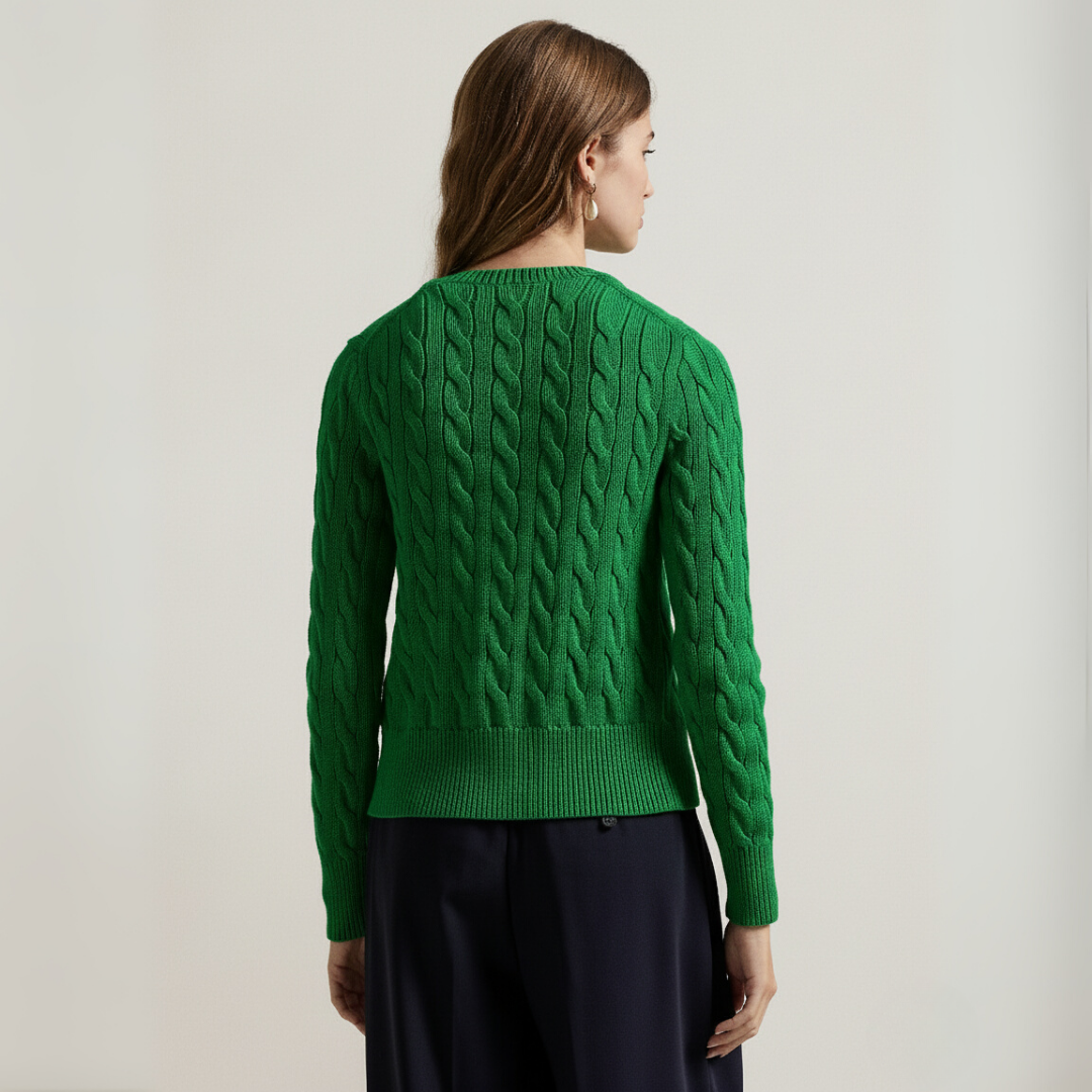 Flette-mønster bomulls-cardigan med rund hals