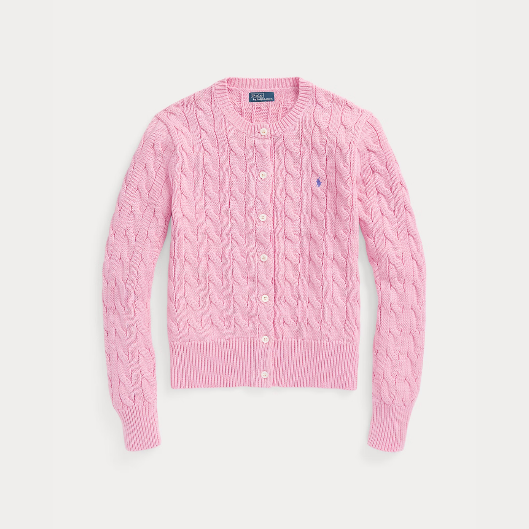 Flette-mønster bomulls-cardigan med rund hals