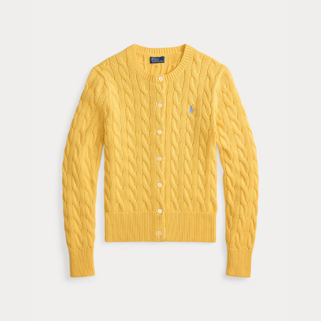 Flette-mønster bomulls-cardigan med rund hals