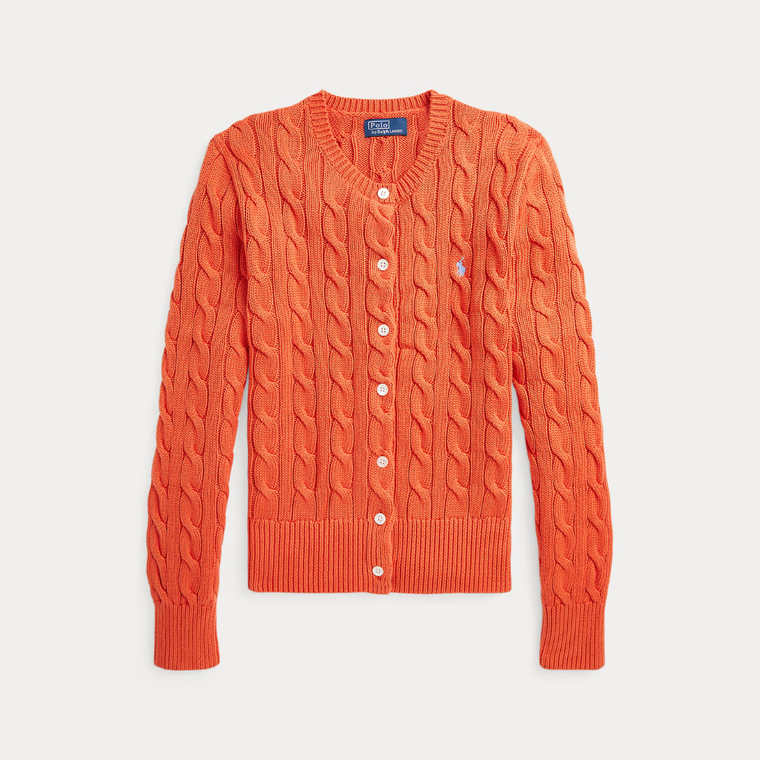 Flette-mønster bomulls-cardigan med rund hals