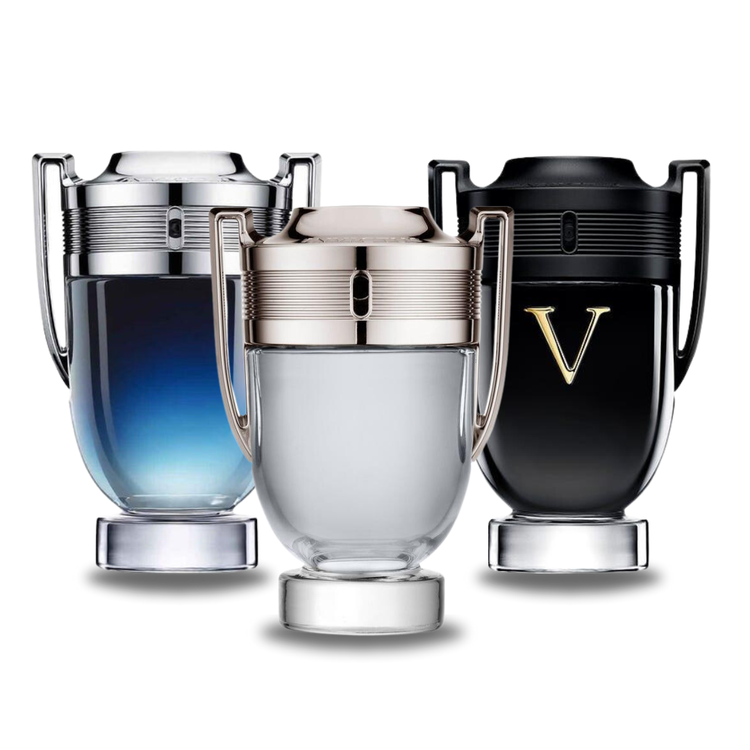 Kombinasjon av 3 dufter - Invictus Legend, Invictus og Invictus Victory Elixir fra Paco Rabanne Invictus Legend