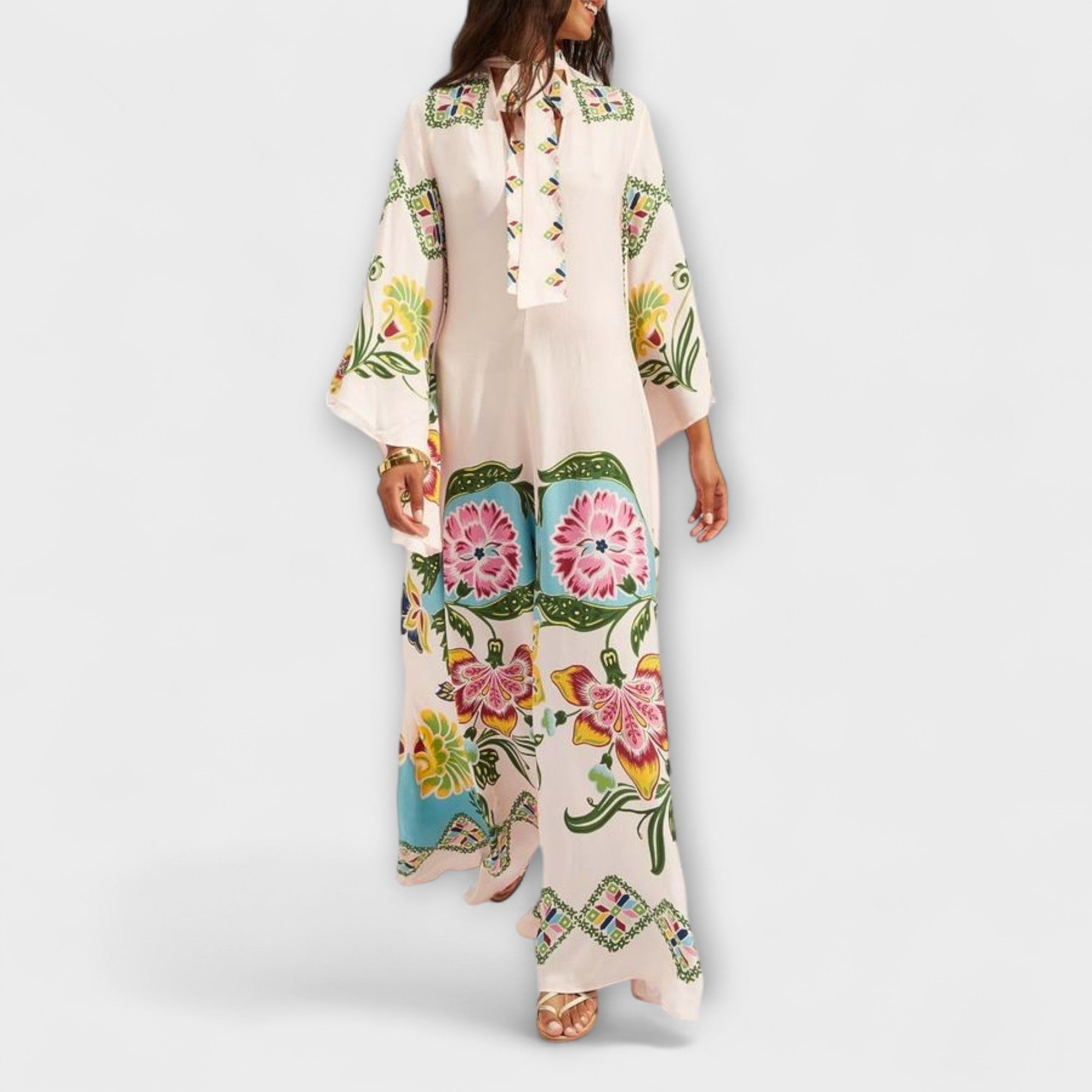 Lisa - Elegant Maxi Kjole med Blomsterprint og Flytende Design
