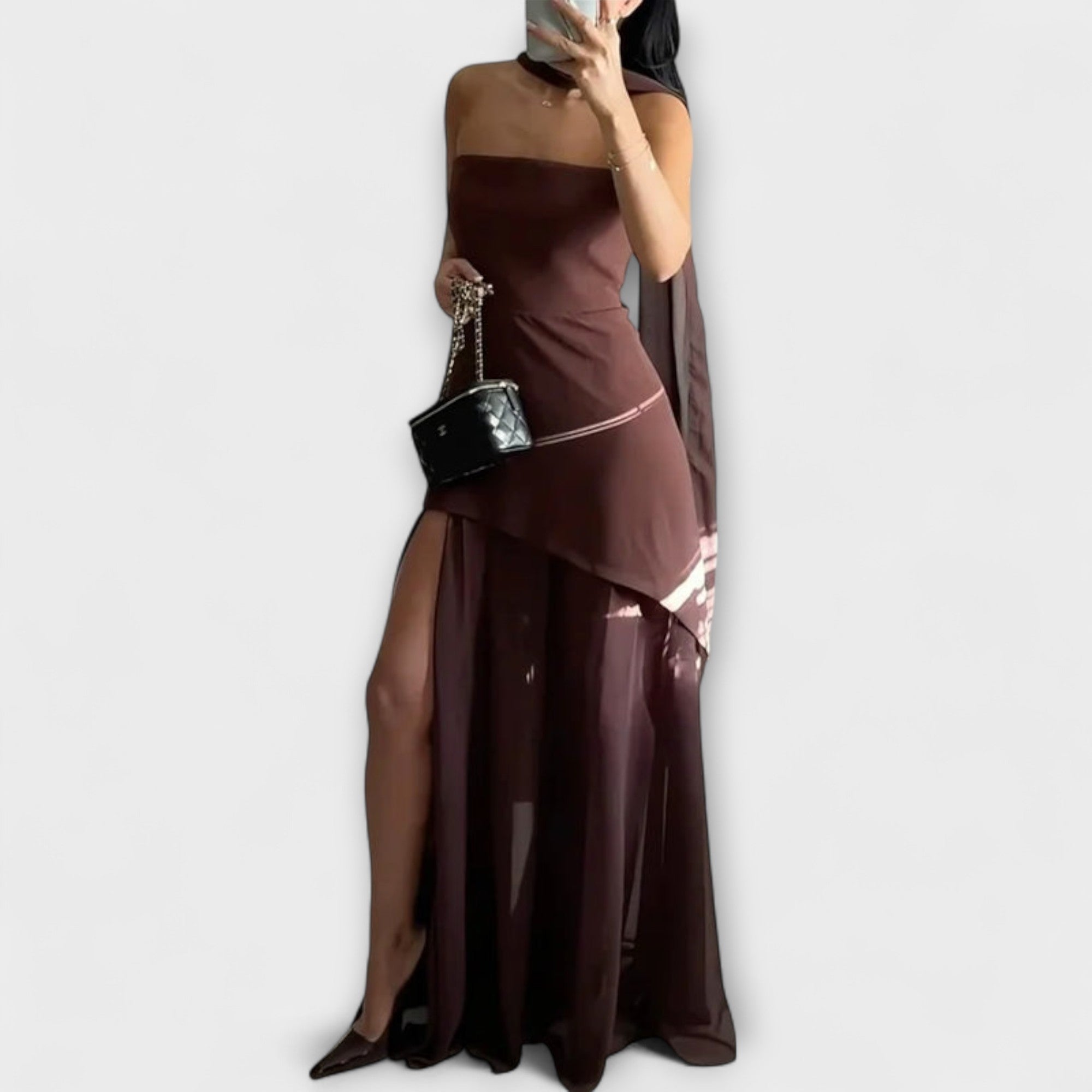 Goldie - Maxi Kjole Laget av Chiffon