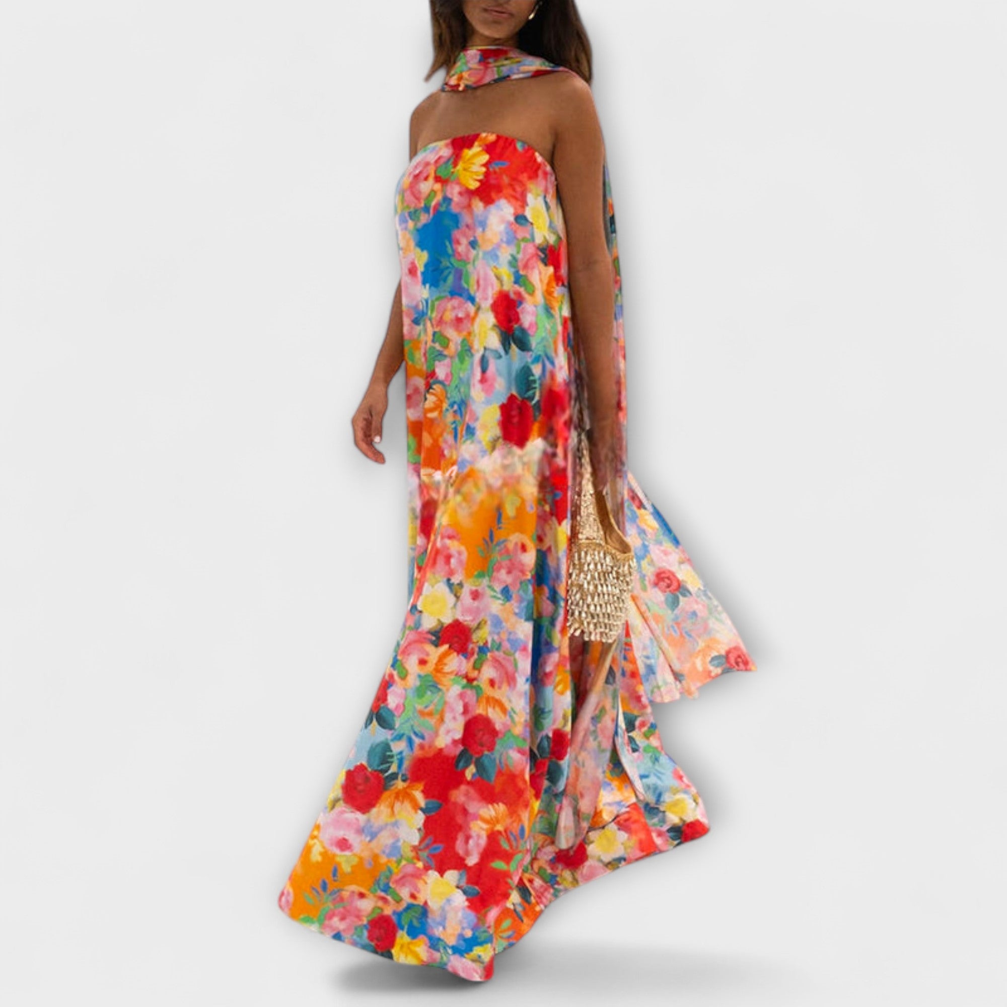 Harlow - Off-Shoulder Blomstrete Maxi Kjole
