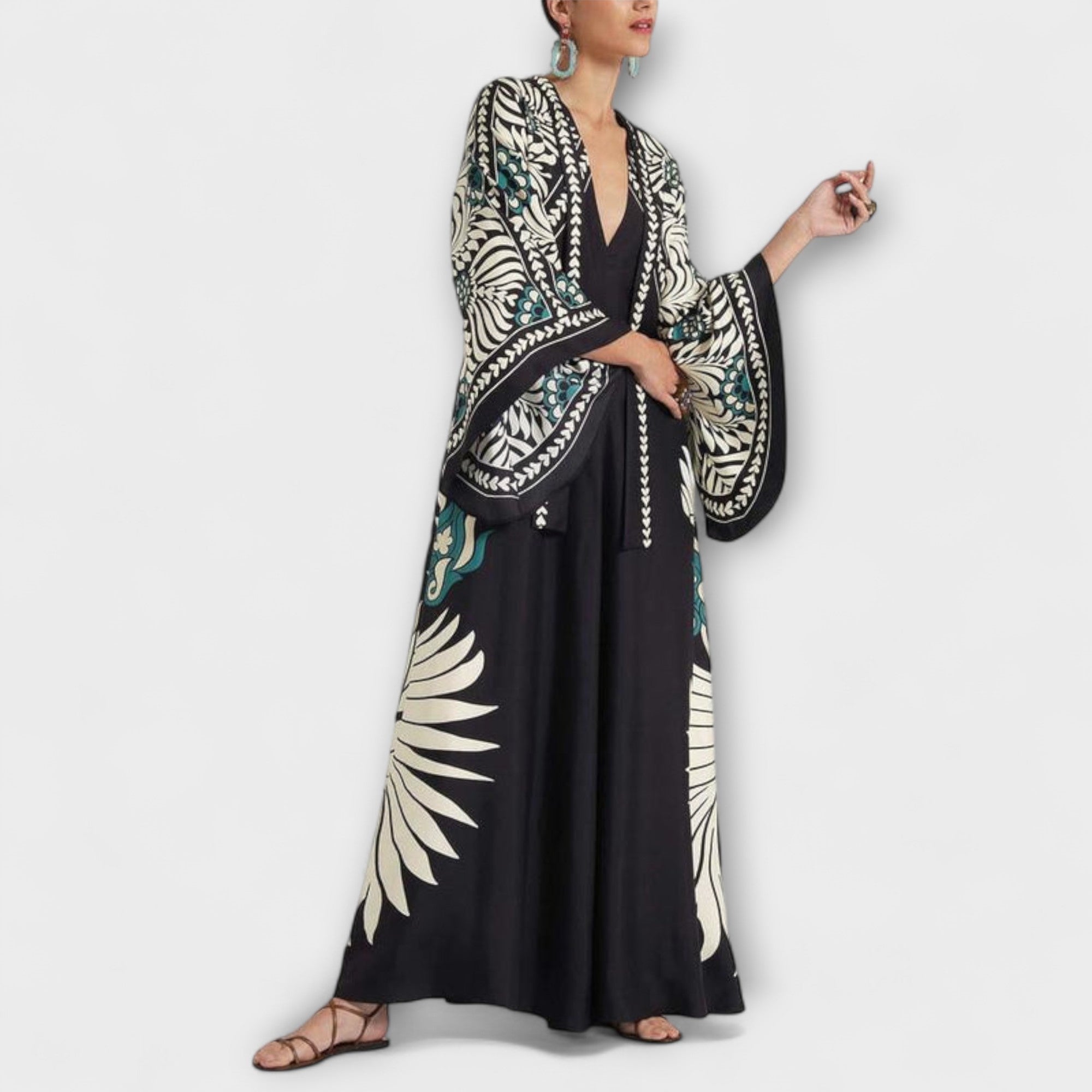 Giselle - Chic Blomstermønster Flytende Maxi Kjole